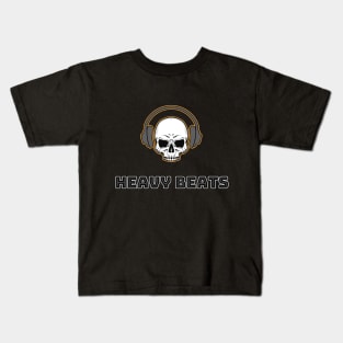 Skull with Grey Headphones Kids T-Shirt